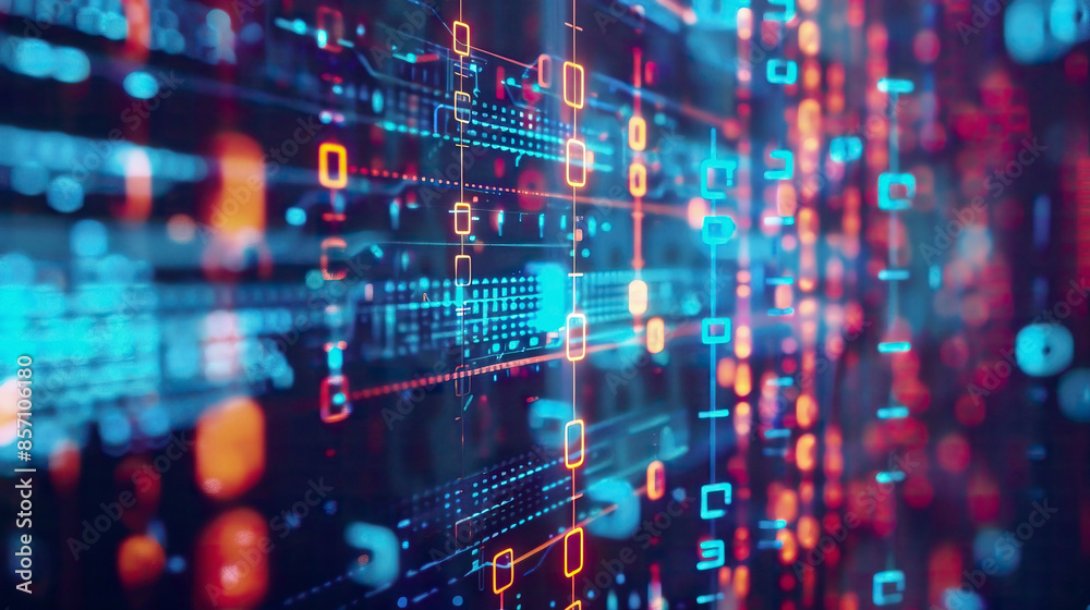 Blockchain ledger in a digital space high-tech visualization Blockchain ledger in a digital space high-tech visualization