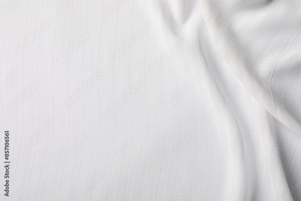 Fototapeta premium Texture of white striped fabric as background, top view