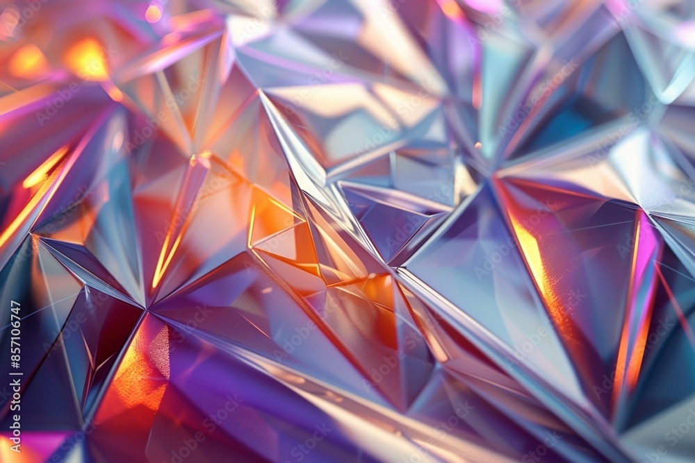 46 Geometric holographic 3D elements with a reflective metallic finish 46 Geometric holographic 3D elements with a reflective metallic finish