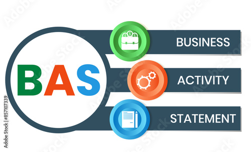 BAS - Business Activity Statement acronym. business concept background. vector illustration concept with keywords and icons. lettering illustration with icons for web banner, flyer