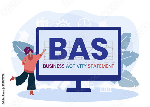BAS - Business Activity Statement acronym. business concept background. vector illustration concept with keywords and icons. lettering illustration with icons for web banner, flyer