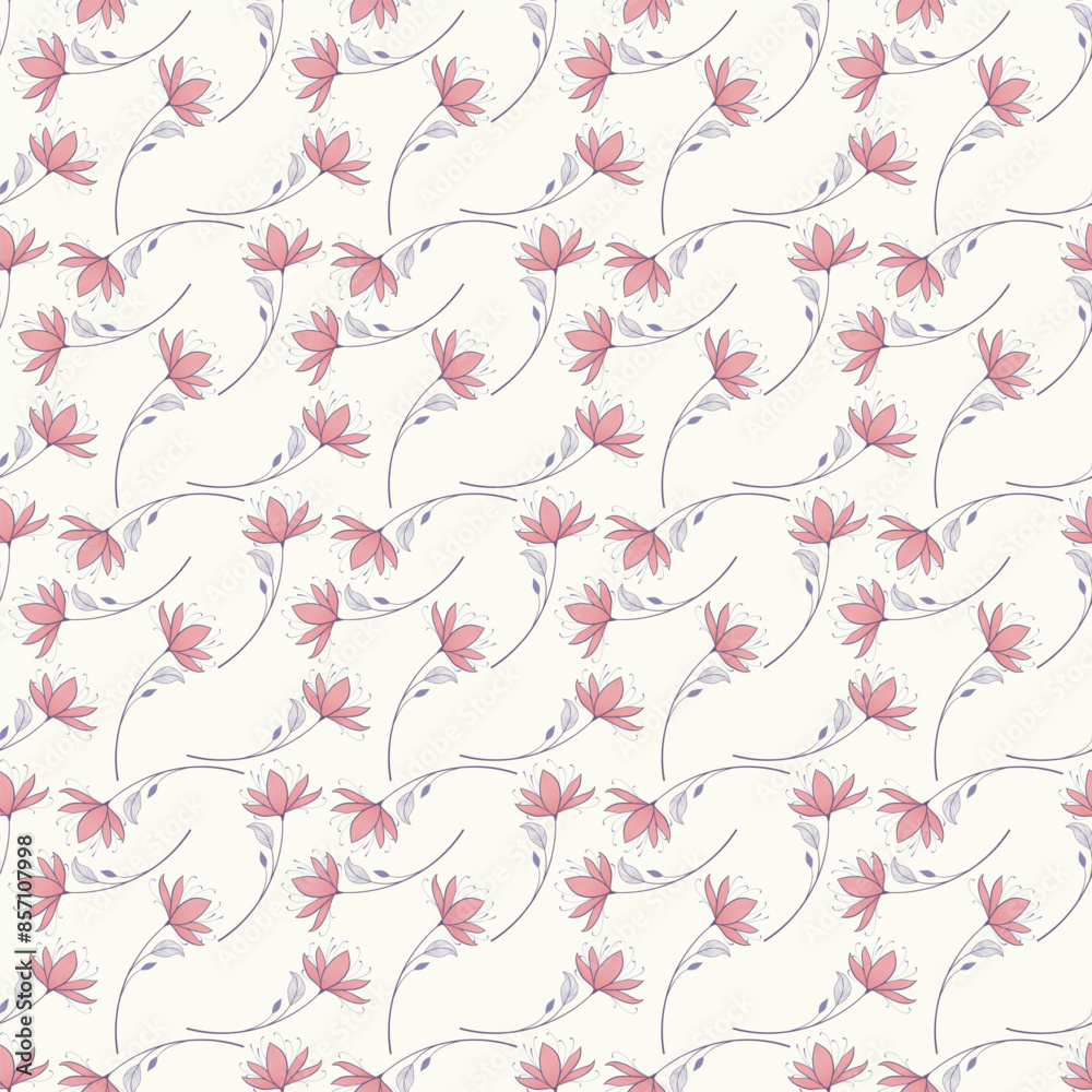Fototapeta premium Vector seamless pattern with hand drawn floral elements.