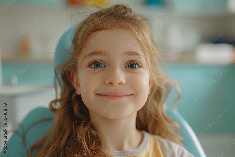 Little girl visiting a children's dentistry for healthy teeth and beautiful smile. Little girl visiting a children's dentistry for healthy teeth and beautiful smile.