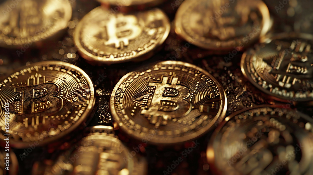Close-up of Bitcoin coins detailed texture high resolution Close-up of Bitcoin coins detailed texture high resolution
