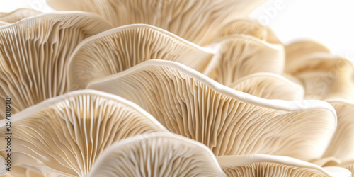 Close Up of Oyster Mushroom Gills Showing Intricate Patterns and Textures