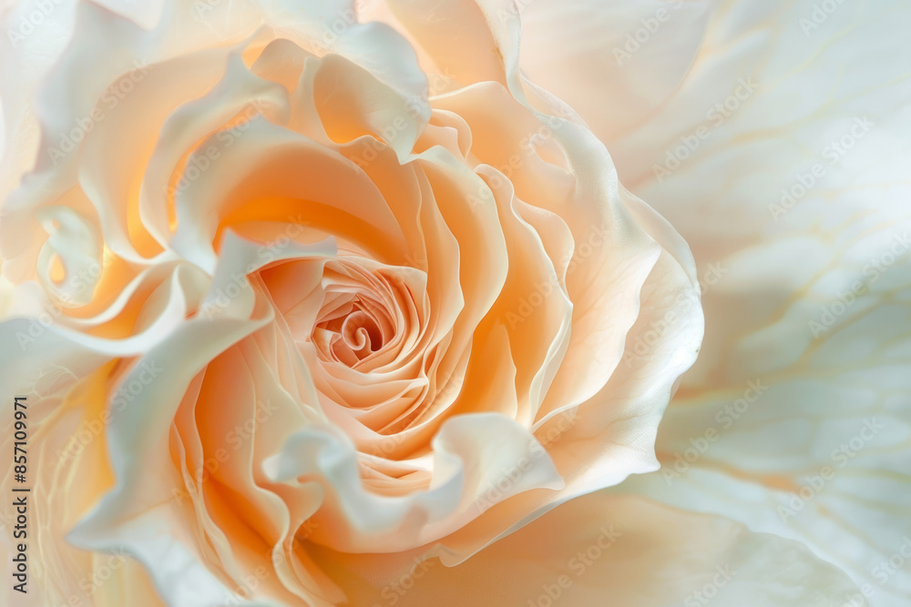 Close Up of Soft Peach Rose Petals Delicate Floral Beauty in Full Bloom Close Up of Soft Peach Rose Petals Delicate Floral Beauty in Full Bloom