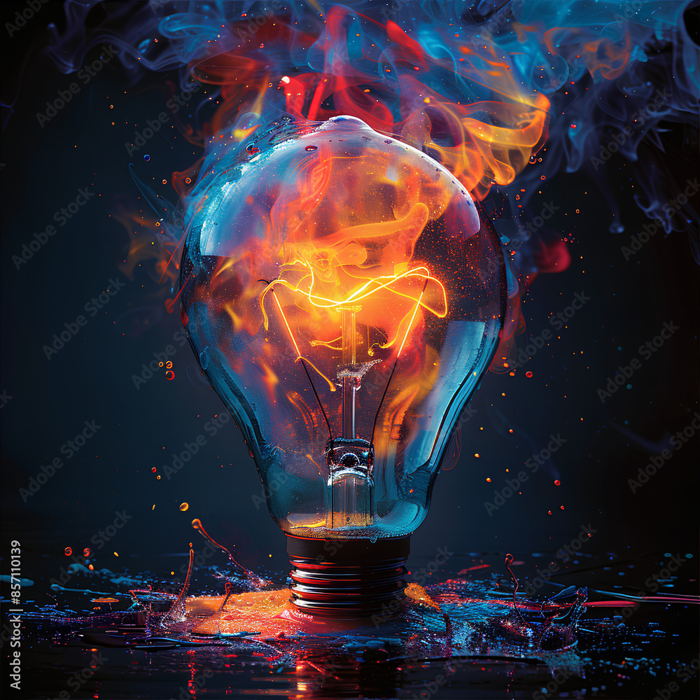 Colorful bulb explodes