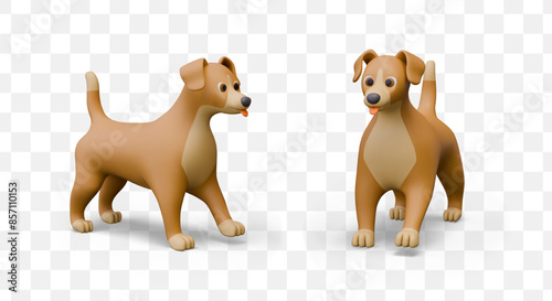 Funny dog with tongue sticking out. Domestic animal in realistic style