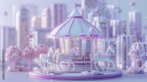 Candy colored glass carousel illustration poster background