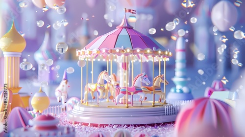 Candy colored glass carousel illustration poster background