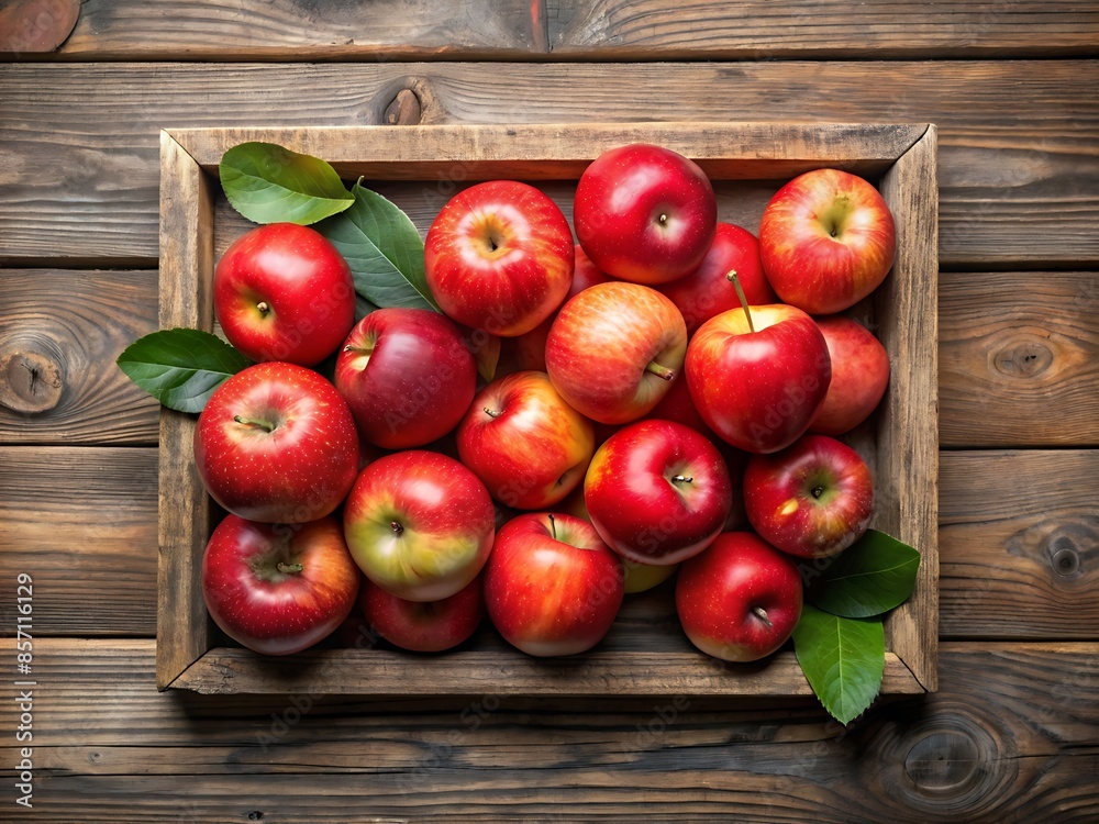 Fresh Red Apples in a Wooden Crate. Fresh Red Apples in a Wooden Crate.