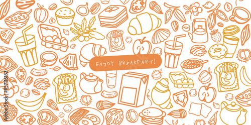 Breakfast hand drawn ingredients vector set. Crunches. Morning meal menu design. Collection of dishes for breakfast and brunch. Sketch. Fresh vegetables, cheese, scrambled eggs, bacon, coffee.