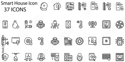 Set of amart house icons. Line art style icons bundle. vector illustration
