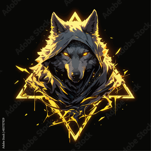 stylized 2D logo representing a wolf head 