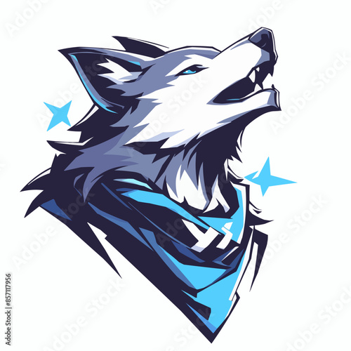 stylized 2D logo representing a wolf head 