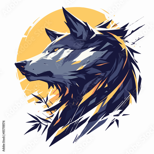 stylized 2D logo representing a wolf head 