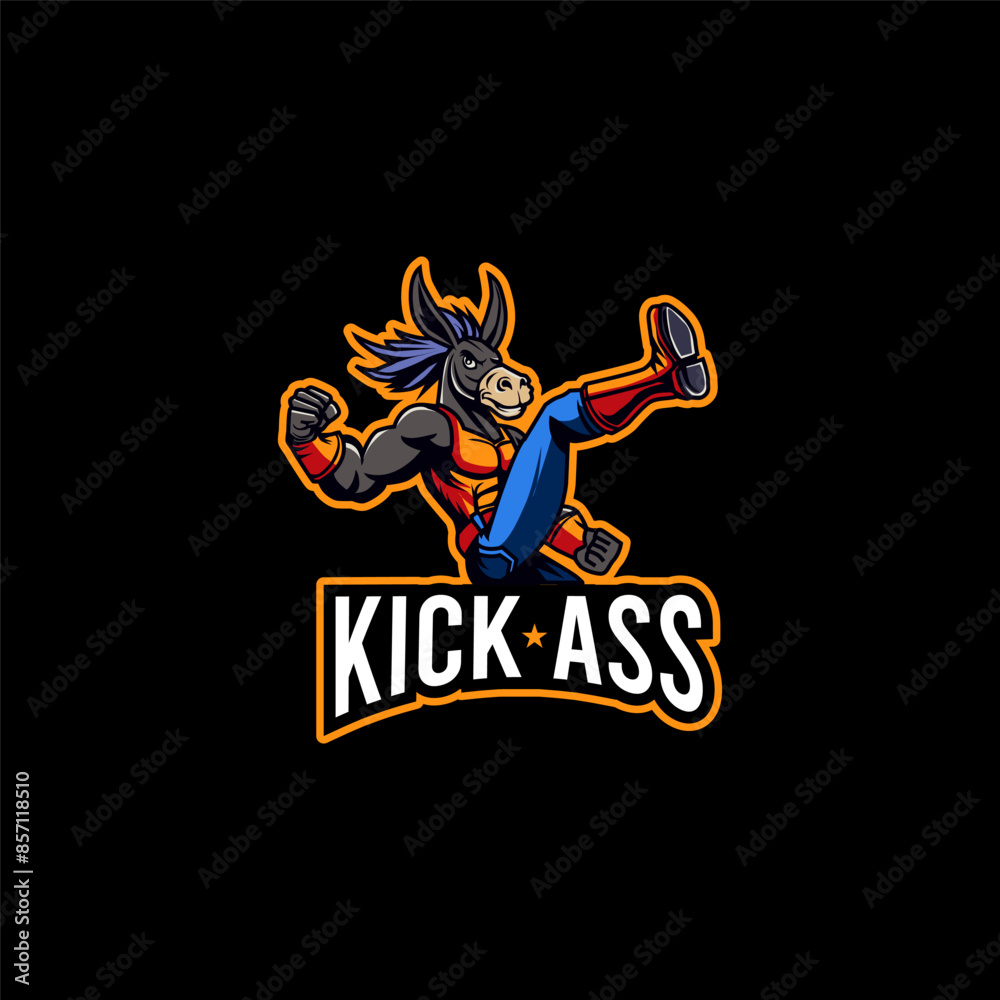 Kickass Donkey Illustration logo Design Vector Kickass Donkey Illustration logo Design Vector