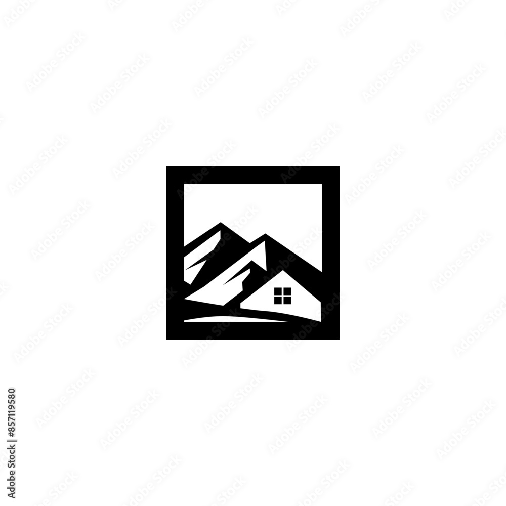 Mountain House in blue logo Design Vector Mountain House in blue logo Design Vector