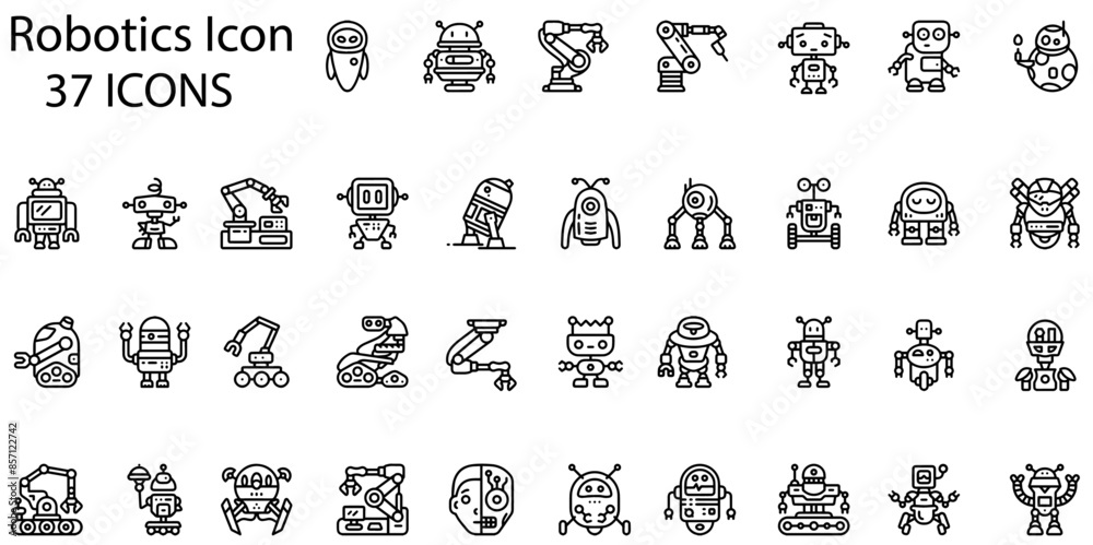 Set of robotics icons. Line art style icons bundle. vector illustration Set of robotics icons. Line art style icons bundle. vector illustration