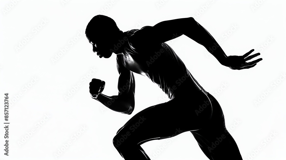 Silhouette of a runner in midstride, dynamic pose, Human Silhouette, Athleticism and movement Silhouette of a runner in midstride, dynamic pose, Human Silhouette, Athleticism and movement