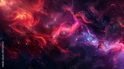 Black base with swirling red-purple hues and twinkling star-like lights background photo