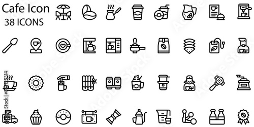 Set of cafe icons. Line art style icons bundle. vector illustration