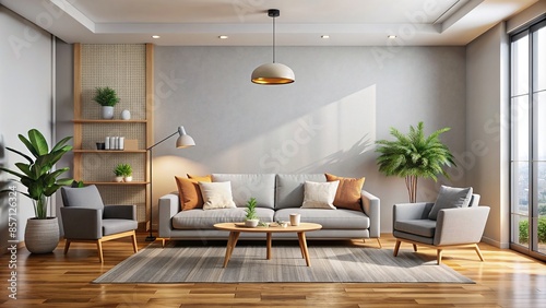 Living room interior with empty wall mockup, render, living room, interior, wall mockup, render, home, decor, furniture