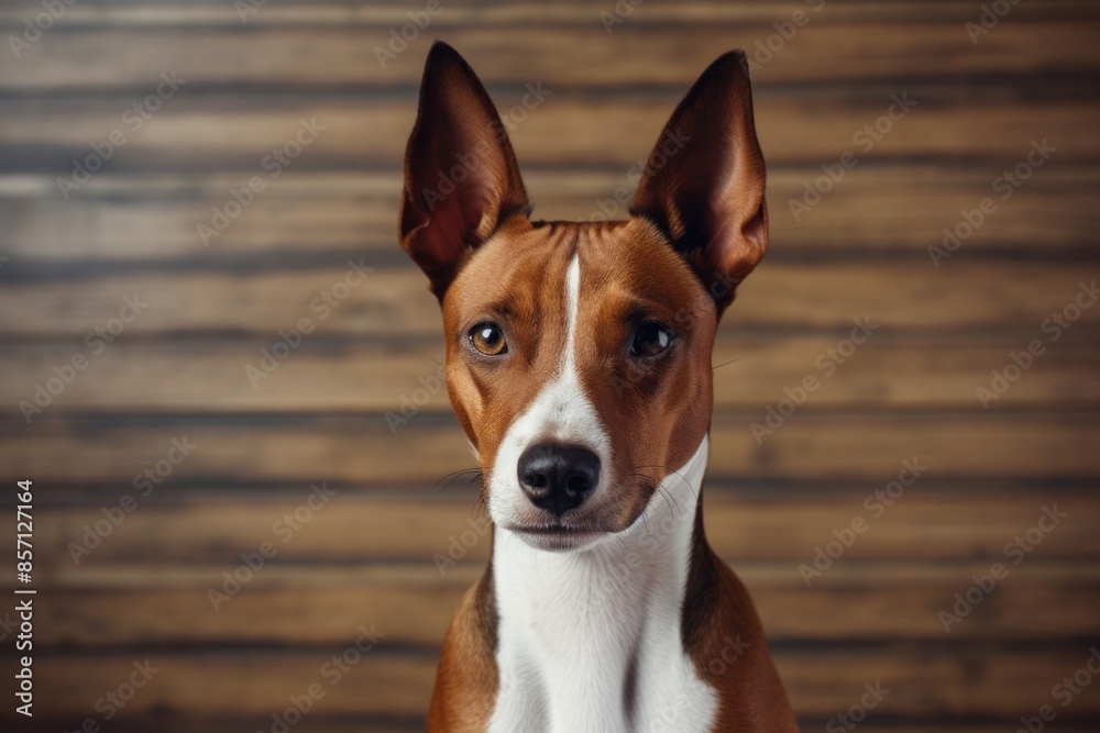 Portrait of a cute basenji dog in scandinavian-style interior background Portrait of a cute basenji dog in scandinavian-style interior background