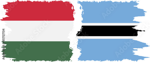 Botswana and Hungary grunge flags connection vector