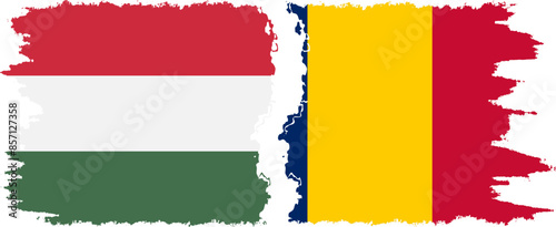 Free Download Chad and Hungary grunge flags connection vector - GFXLoad