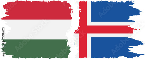 Free Download Iceland and Hungary grunge flags connection vector - GFXLoad