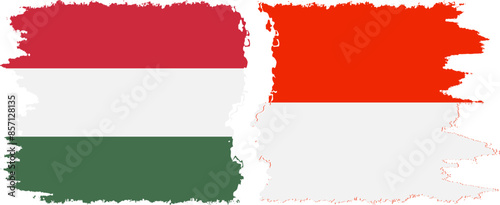 Free Download Indonesia and Hungary grunge flags connection vector - GFXLoad