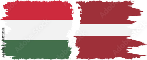 Free Download Latvia and Hungary grunge flags connection vector - GFXLoad