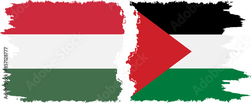 Free Download Palestine and Hungary grunge flags connection vector - GFXLoad