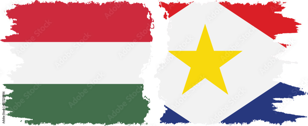 Saba and Hungary grunge flags connection vector Saba and Hungary grunge flags connection vector