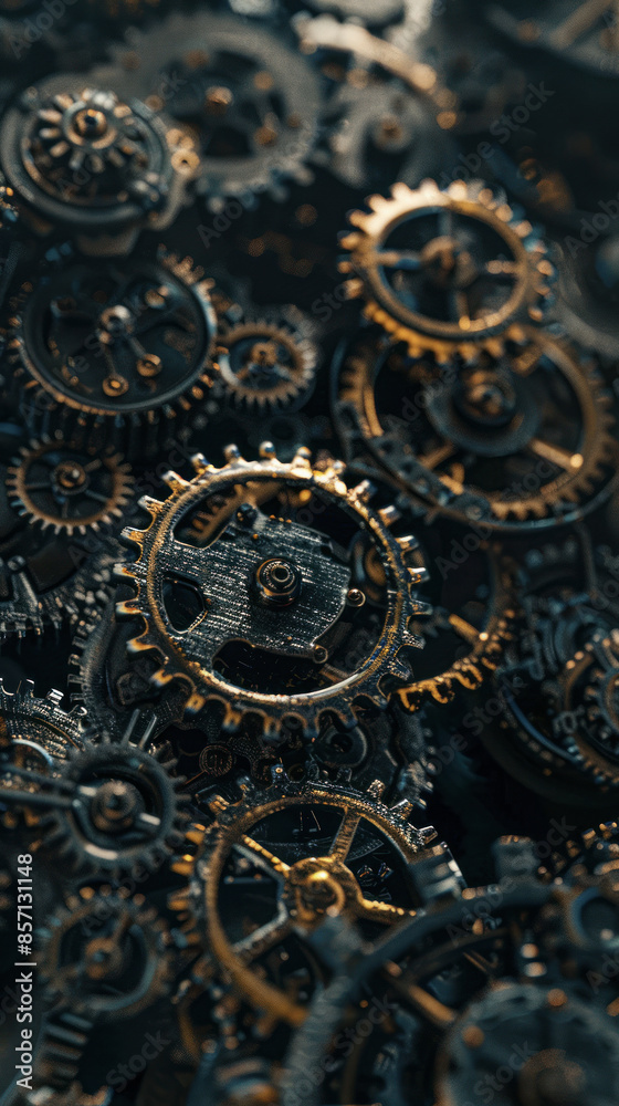 Intricate Array of Industrial Gears and Cogs Intricate Array of Industrial Gears and Cogs