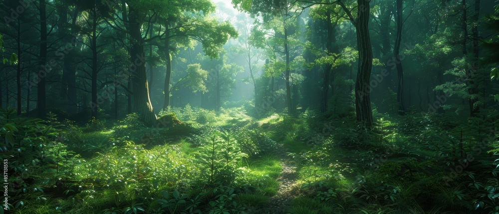 Obraz premium Sunbeams Through The Forest.