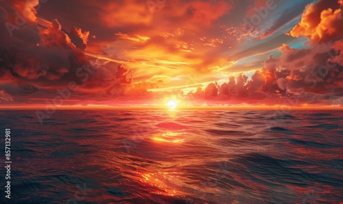 Vibrant sunset over the ocean