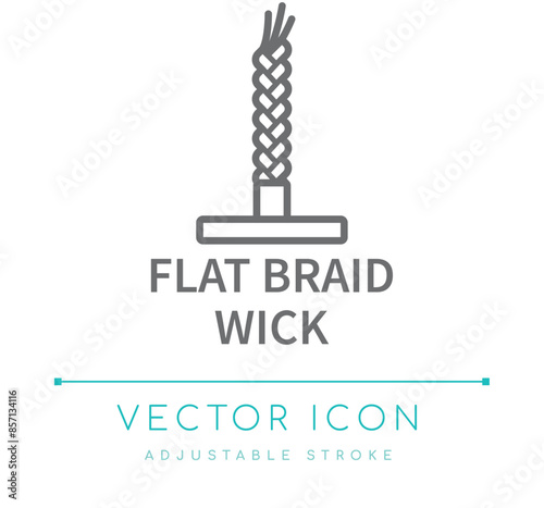 Flat Braid Wick Candle Line Icon