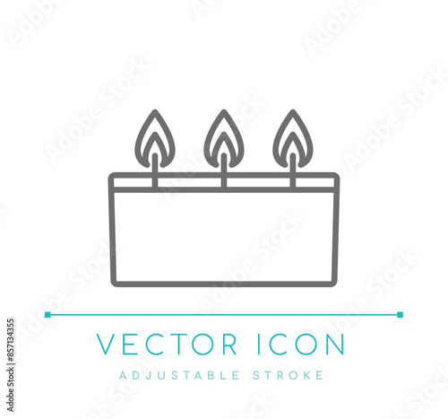 Three Wicks Candle Line Icon