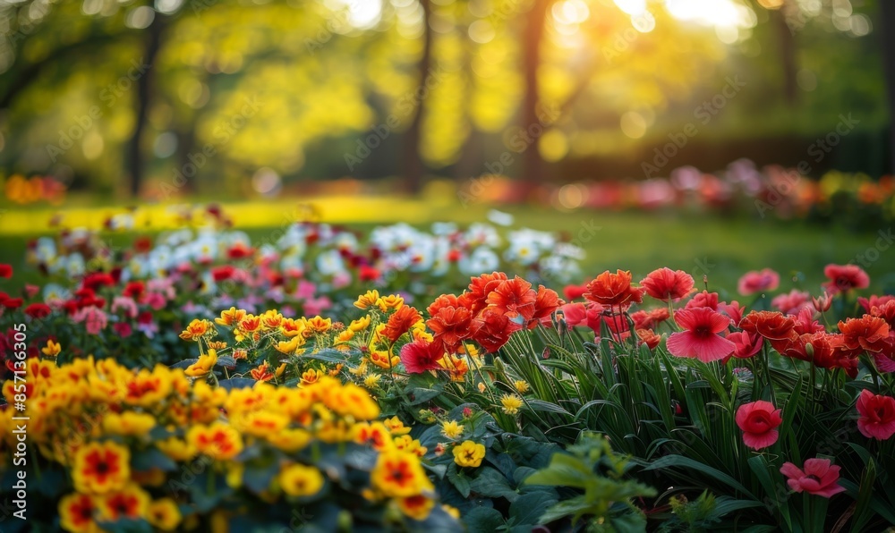 Blooming flowers in a park