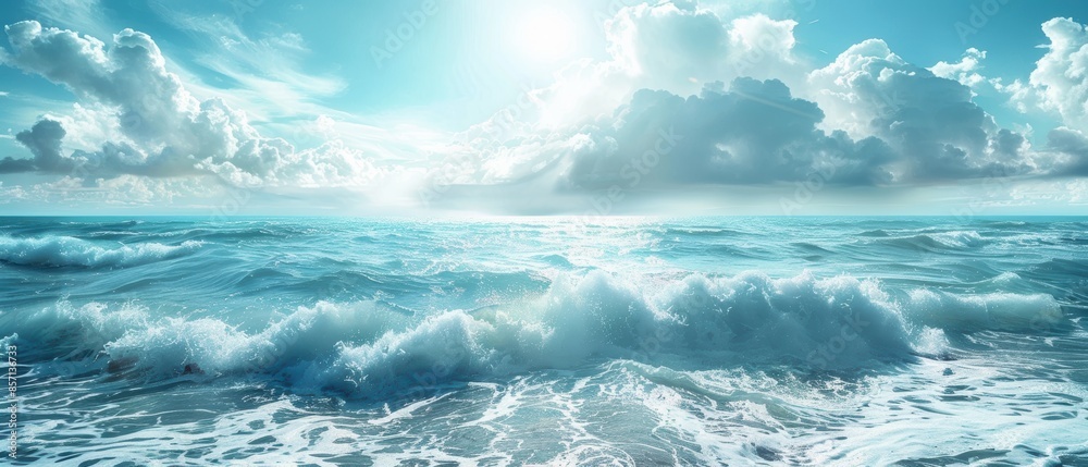 Ocean Waves and Sky with Sun. Ocean Waves and Sky with Sun.
