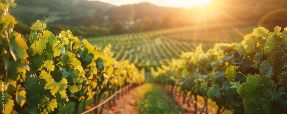 Fototapeta premium Picturesque vineyard under a summer sun
