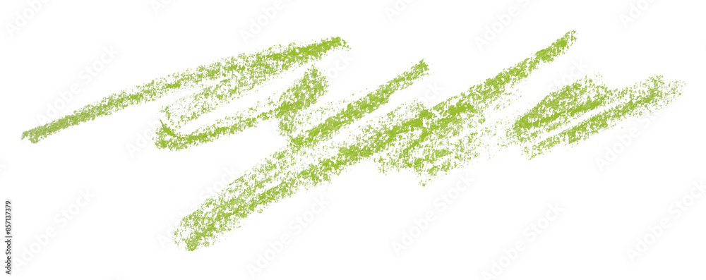 Green pencil strokes isolated on transparent background.
