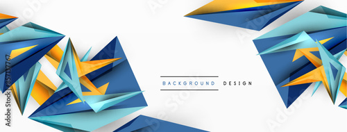 Minimal geometric abstract background. Low poly dynamic triangle design. Trendy techno business template for wallpaper, banner, background or landing