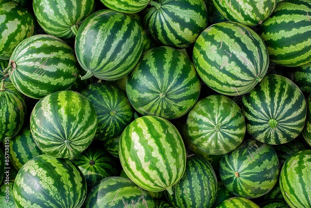 Watermelons in a heap top view as a background Watermelons in a heap top view as a background