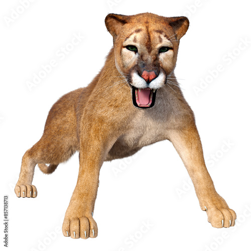 Wallpaper Mural 3D Rendering Big Cat Puma on White Torontodigital.ca