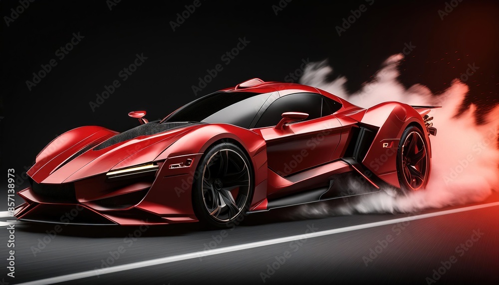 Sleek Red Supercar On Race Track Sleek Red Supercar On Race Track