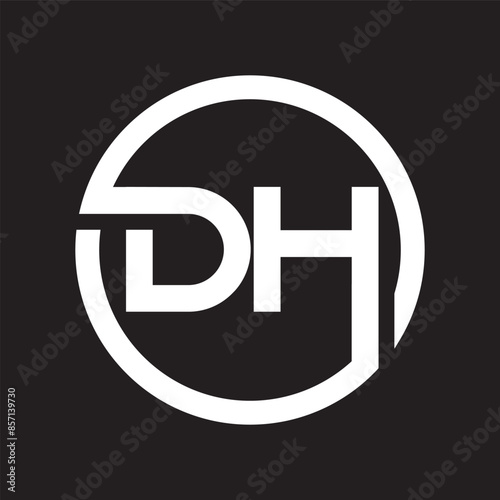 circle letter DH logo symbol vector