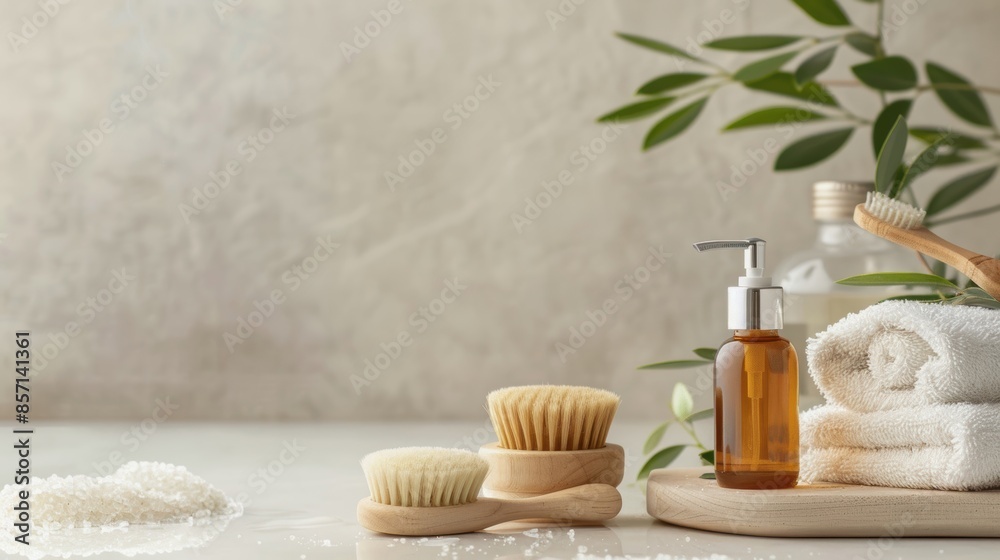 Spa essentials displayed with a touch of luxury, emphasizing the importance of self-care and natural beauty Spa essentials displayed with a touch of luxury, emphasizing the importance of self-care and natural beauty